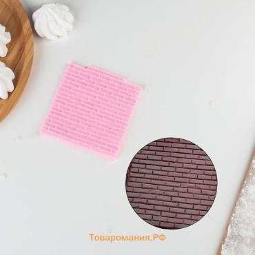 Молд  «Кирпичная стена», силикон, 10×10 см, розовый