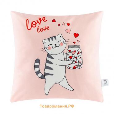 Наволочка декоративная  "Cats love" 40х40 см, полиэстер, велюр