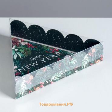 Коробка для кондитерских изделий с PVC крышкой «Happy New Year», 18 х 4 см, Новый год