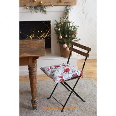 Сидушка на стул "Доляна" Новогоднее настроение 42х42х5 см, 100% хлопок, 164 г/м2