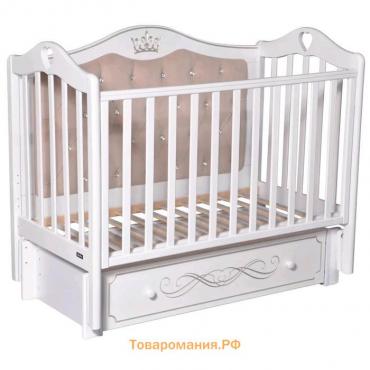 Детская кровать Rouz Elegance Premium, мягкая стенка, маятник, ящик, цвет белый