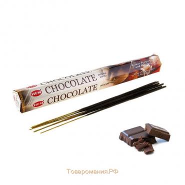 Благовония HEM "Chocolate. Шоколад", 20 палочек в упаковке, шестигранник