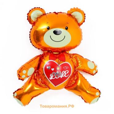 Воздушный шар фольгированный 24" «Мишка с сердцем», фигура, под воздух