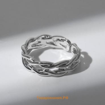 Кольцо «Волна» завитое, цвет серебро, безразмерное
