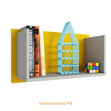 Полка книжная Polini kids Mirum 5L 600, цвет серый/жёлтый